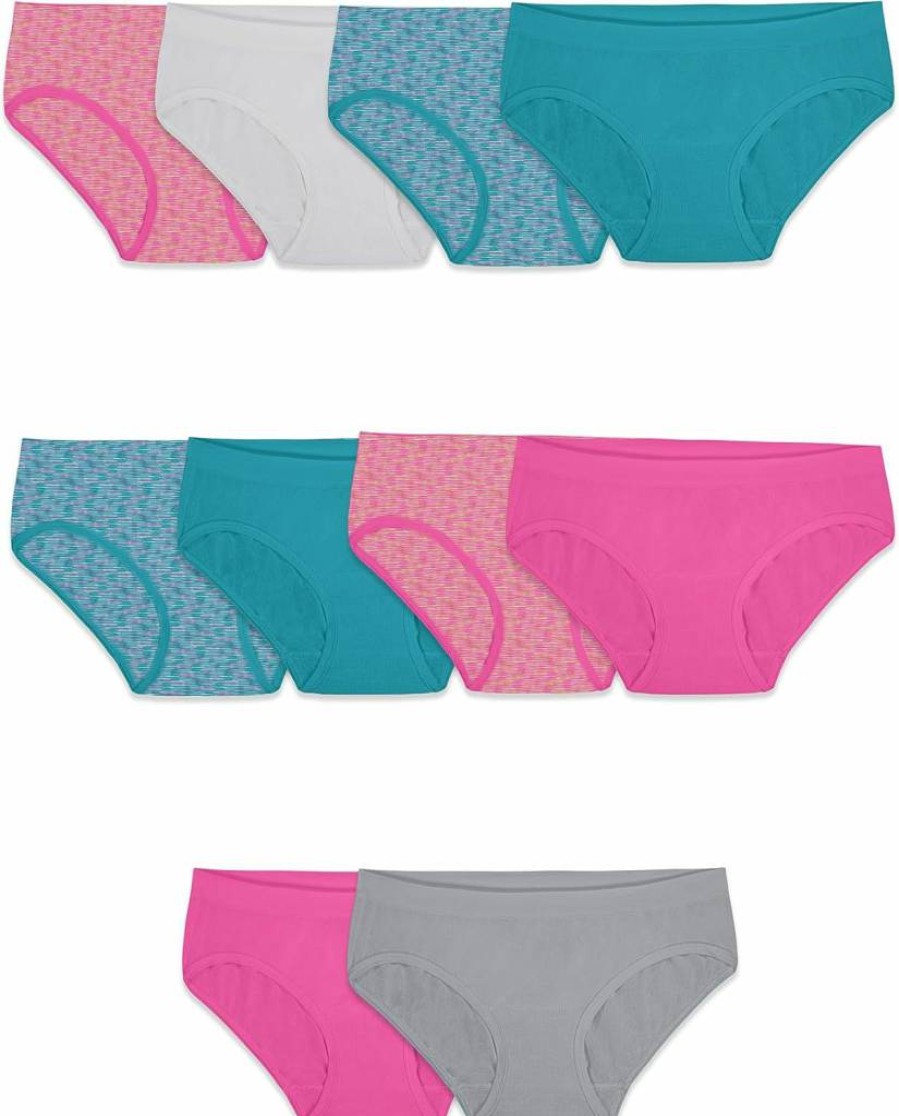 Fruit Of The Loom Girls' Seamless Cotton Underwear Multipack - Soft Breathable Panties for Kids - Assorted Colors & Sizes