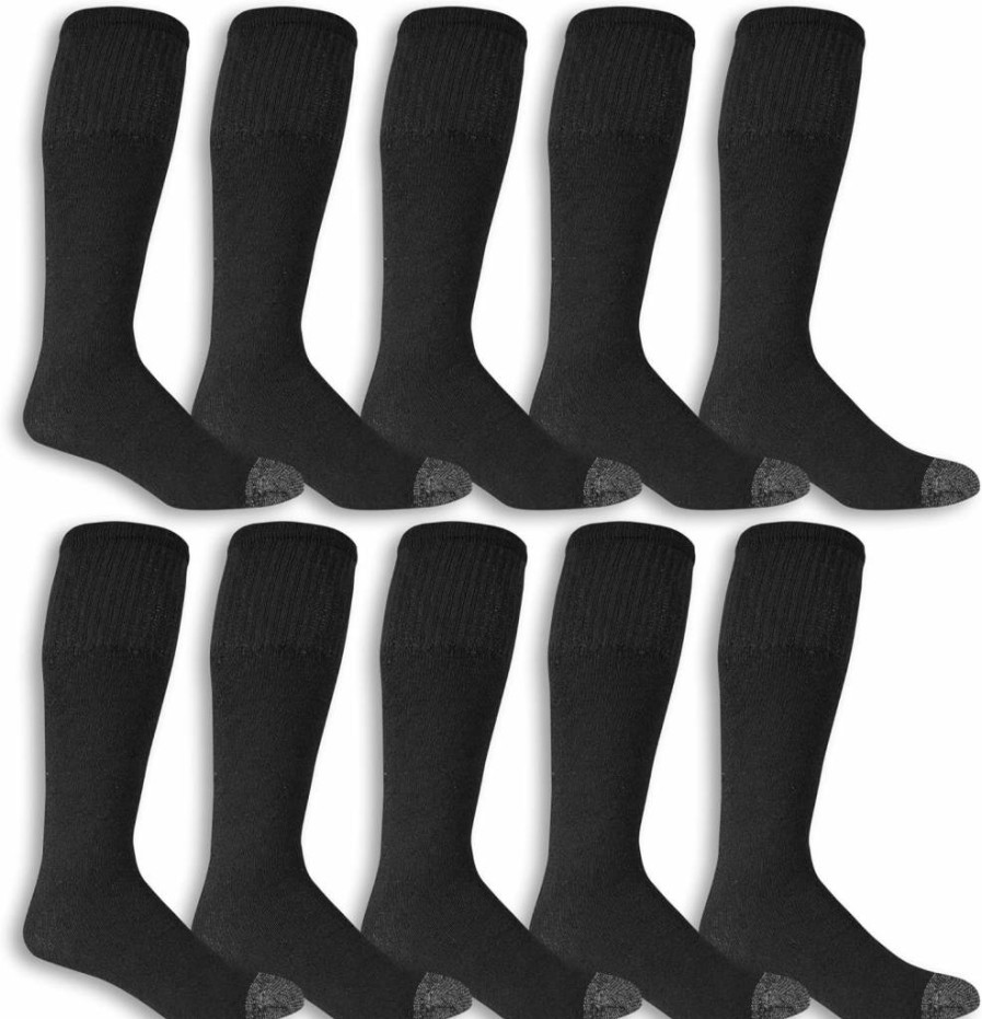 Fruit of the Loom Men's Work Gear Cushioned Crew Socks 10-Pack - Durable Comfort for All-Day Wear