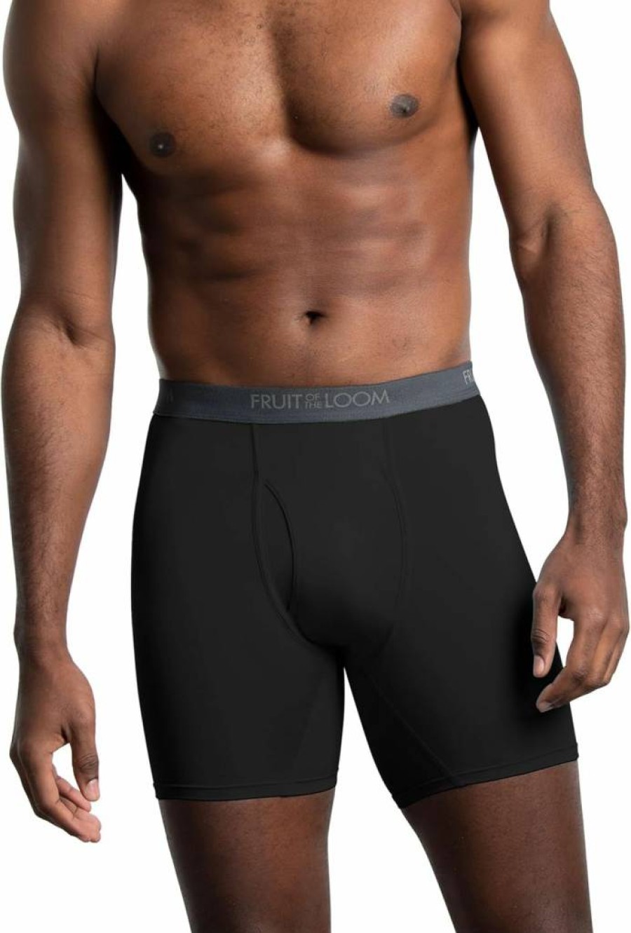 Fruit of the Loom Men's 4-Way Stretch Boxer Briefs - Lightweight, Moisture Wicking Underwear for Comfort | Regular, Long Leg & Trunk Styles